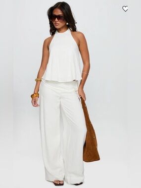 Princess Polly Silver moon Linen Blend Tie Wide-Leg Pants Size 0 NWOT